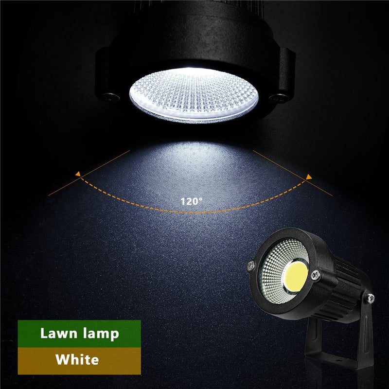 Z_جوده وثقه Z Outdoor Landscape LED Lighting 5W Waterproof Graden Lights COB Led Spotlights with Spiked Stand for Lawn Decorative Lamp US 3- Plug 6500K Daylight White Lights (2 Packs) - Image 3
